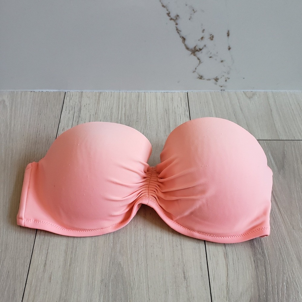 Victoria's Secret Swim Bandeau Womens 32DD Pink the Flirt Strapless Bikini Top
